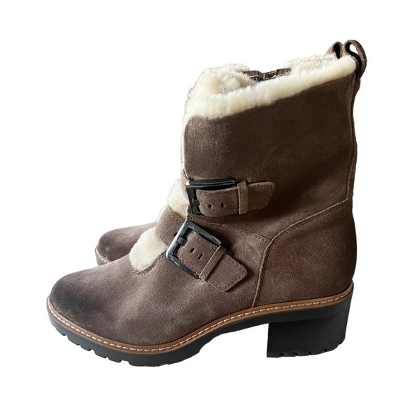 New Naturalizer Tristan Water Repellent Leather Shearling Winter Ankle Boots 7.5 - Picture 6 of 9